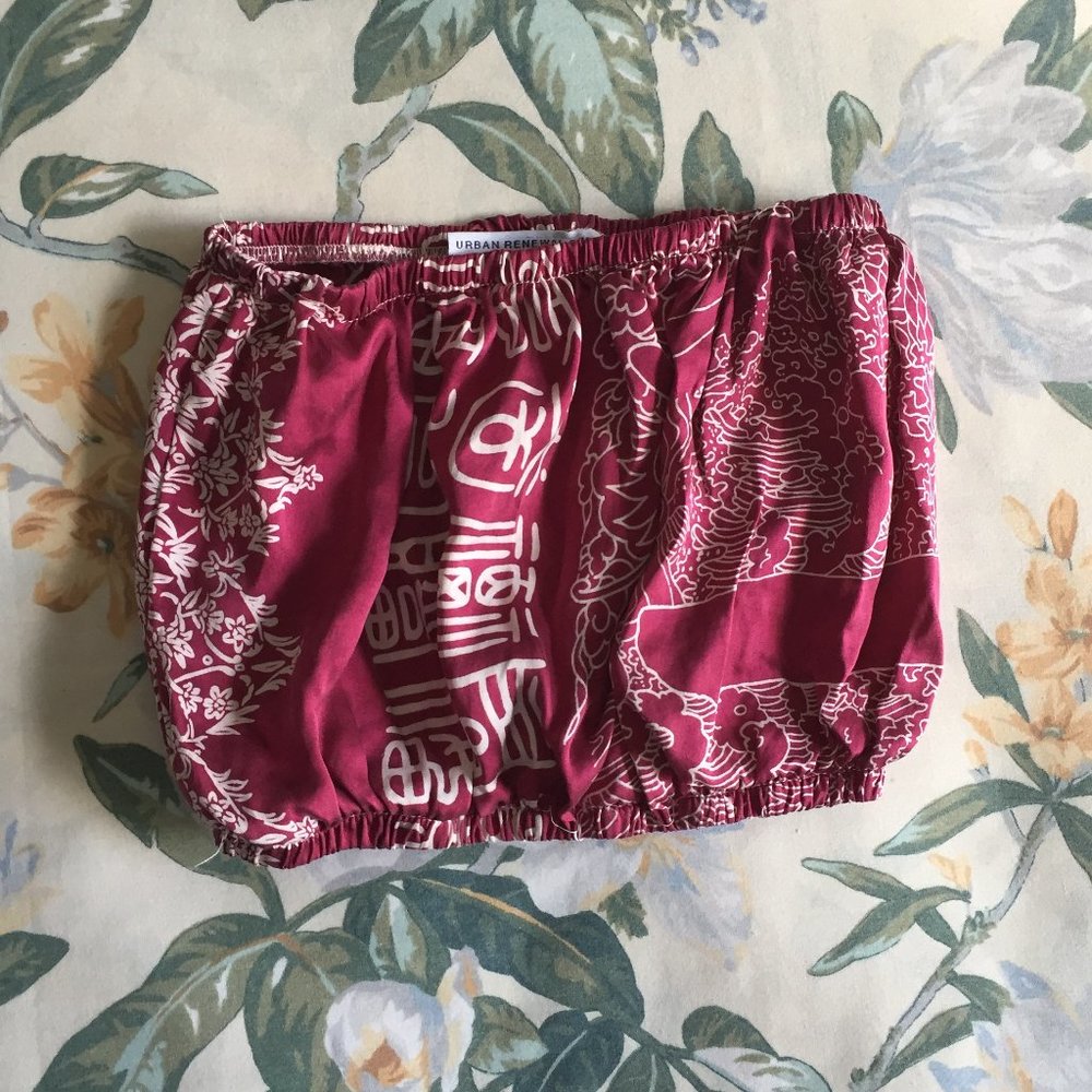 UO Silk Patterned Elastic Tube Crop Top